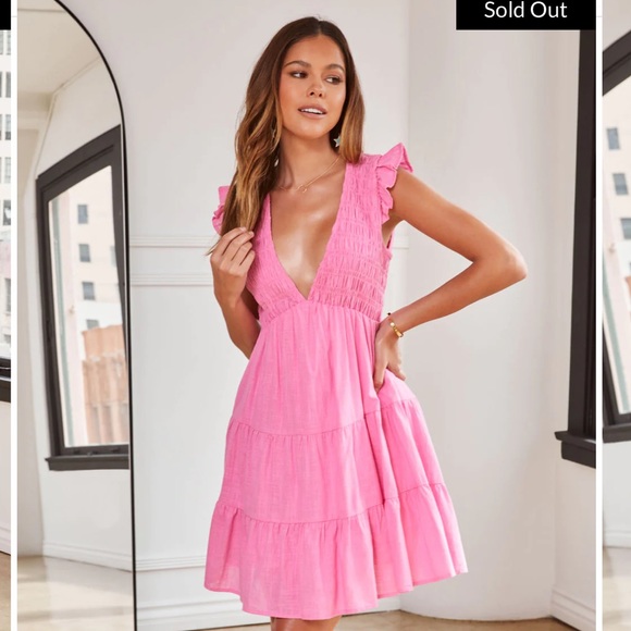 Total Crush Smocked Mini Dress in Pink